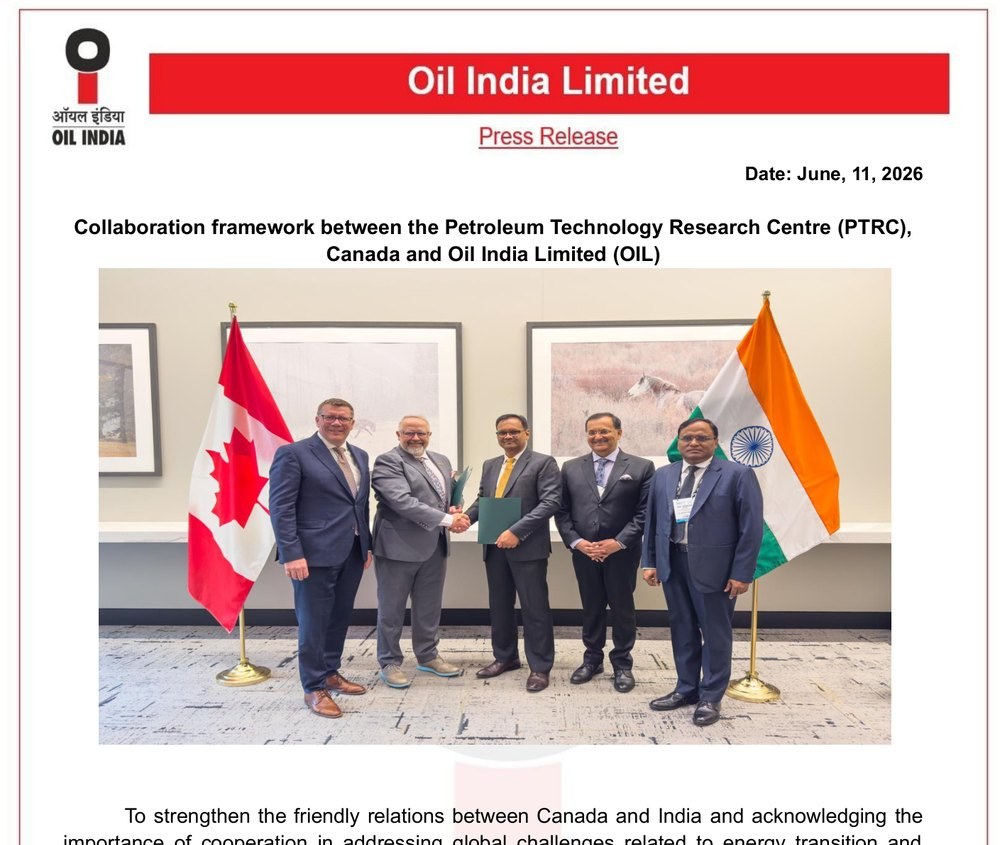 Press release: OIL and PTRC sign a Collaboration Framework at the Global Energy Show 2026, Calgary